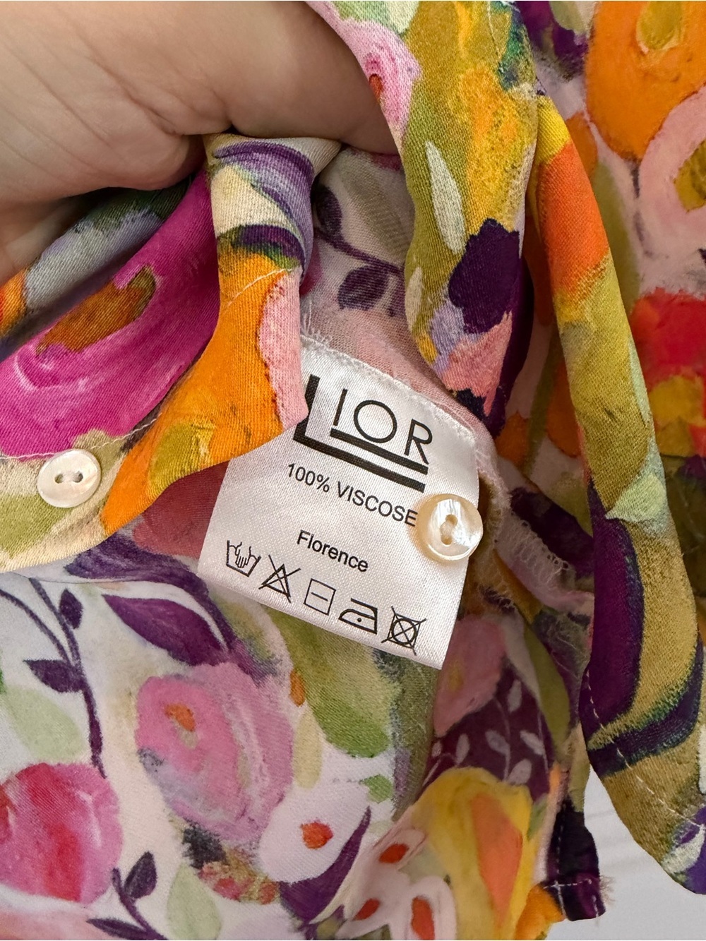Lior Paris Women's Floral 100% Viscose Blouse in Multi-Color - Picture 3 of 4